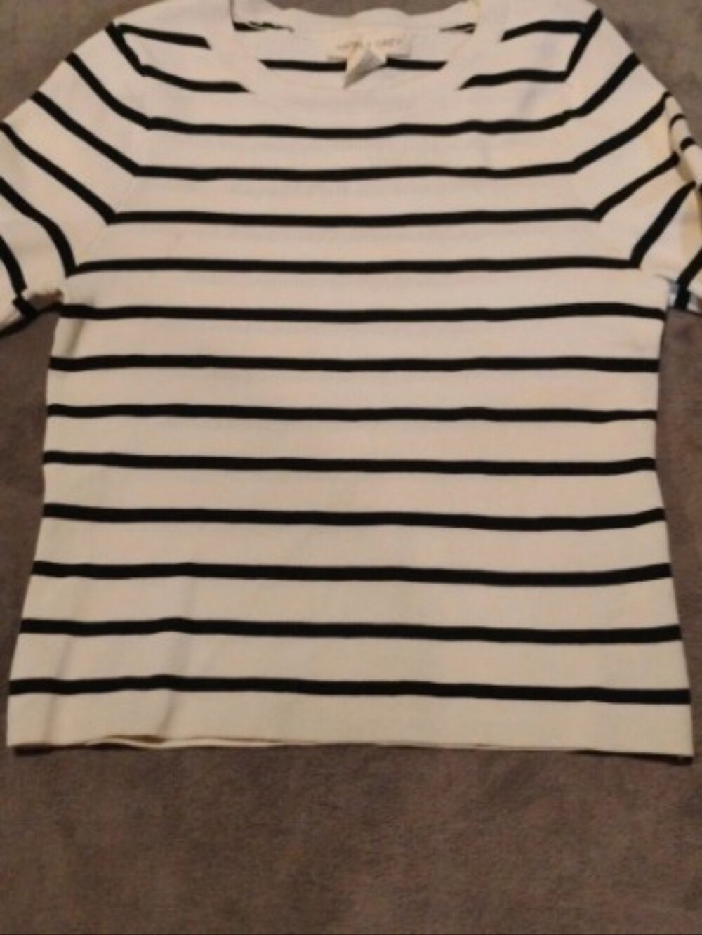 Happily Grey Black & White Striped Long Sleeve Knit Sweater Top - L